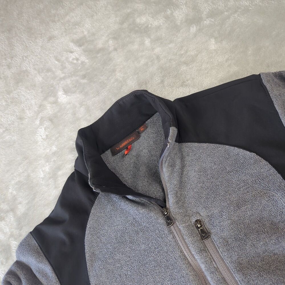Hawke & Co Mens XL Fleece Softshell Jacket Full Zip Grey Black Outdoor Coat L